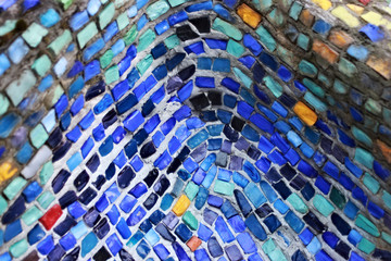 Colorful pattern of geometric mosaic old wall from smalt.