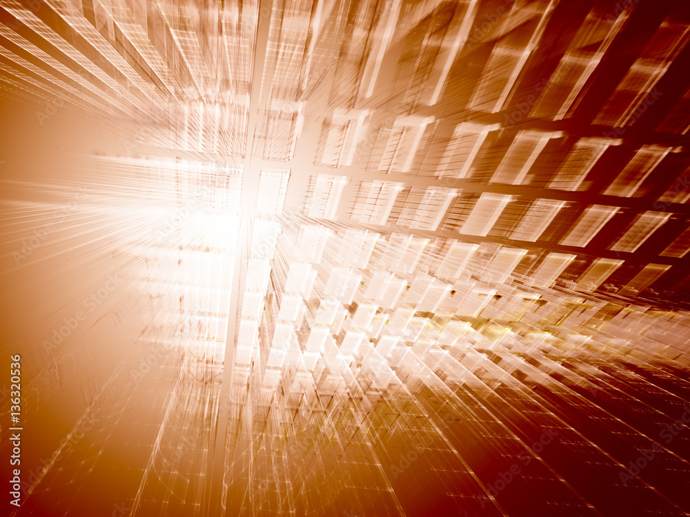 Poster abstract orange background element. fractal graphics series. three-dimensional composition of repeat