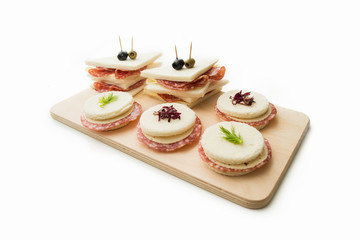 Salami and cheese sandwiches