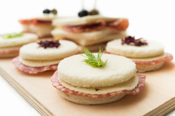 Salami and cheese sandwiches