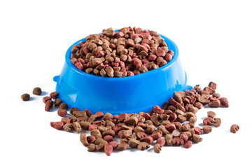 dry dog food isolated on white background