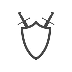 Shield and swords icon. Vector illustration.