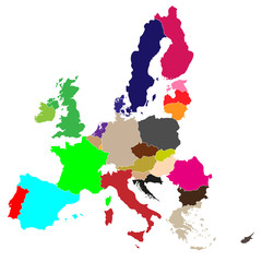 simple all european union color countries in one map eps10
