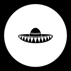 black mexican sombrero hat simple icon eps10