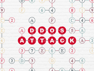 Protection concept: DDOS Attack on wall background