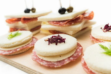 Salami and cheese sandwiches