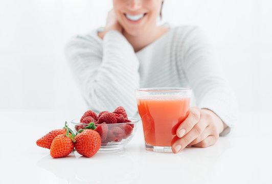 Woman drinking healthy juice