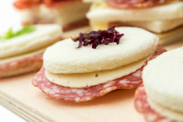 Salami and cheese sandwiches