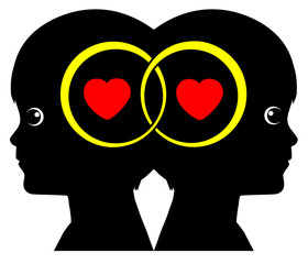 Bond between Twins. Lifelong love and dependency of identical siblings