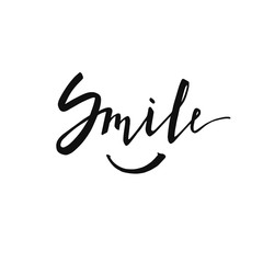 Smile. Modern brush calligraphy.
