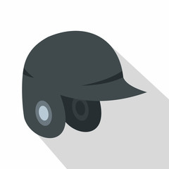 Grey baseball helmet icon, flat style