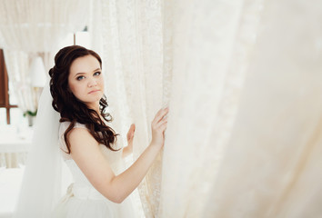 Fototapeta premium Beautiful bride with blue eyes