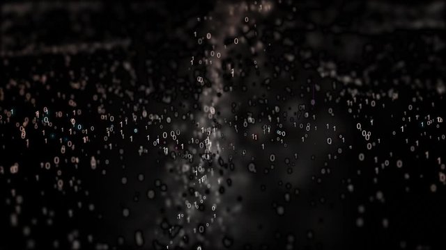 Bin&auml;re Zahlen Codes Bewegen sich im Raum mit Polygonen