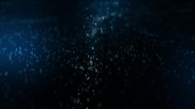 Bin&auml;re Zahlen Codes Bewegen sich im Raum mit Polygonen