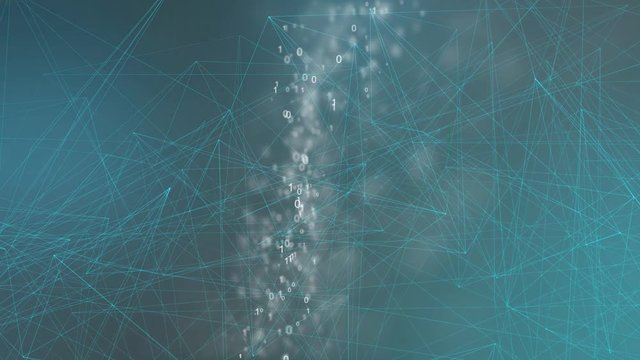 Bin&auml;re Zahlen Codes Bewegen sich im Raum mit Polygonen