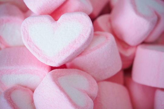 pink heart shape marshmallow for valentines background