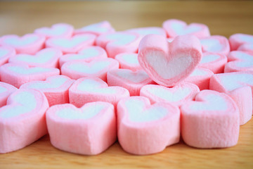 pink heart shape marshmallow for valentines background