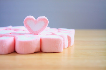 pink heart shape marshmallow for valentines background