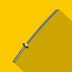 Japanese katana icon, flat style