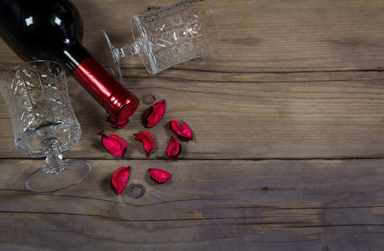 Valentine's day background with wine