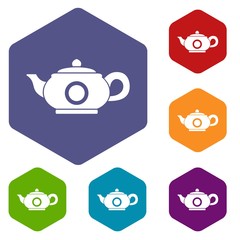 Teapot icons set