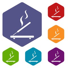 Incense sticks icons set
