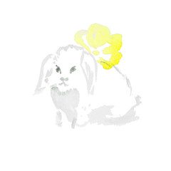 watercolor white rabbit