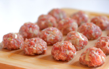 Raw Uncooked Meatballs