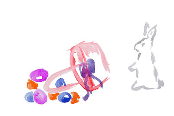 watercolor easter rabbit