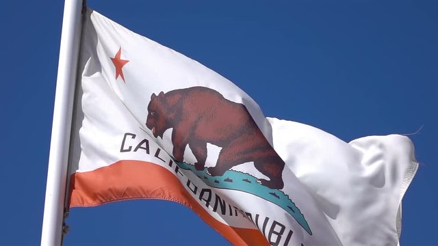 Two high quality videos of california flag in real 1080p slow motion 250fps