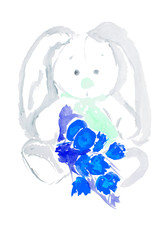 watercolor easter rabbit