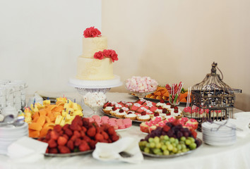 buffet table with sweet fruit