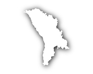 Karte von Moldawien mit Schatten