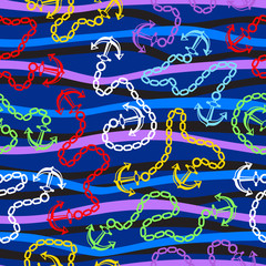 Seamless pattern with anchors. Ongoing backgrounds of marine theme.