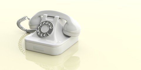 White old telephone on white background. 3d illustration