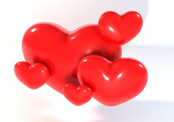 3d multi Red Heart