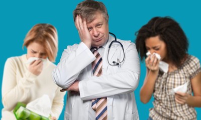 Grieved doctor and patient.