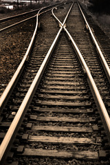 Fototapeta na wymiar Railroad Tracks with Rails for Train