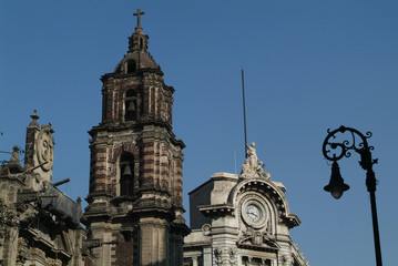 Fototapeta na wymiar Detail of Metropolitana cathedral on Zocalo square at Mexico Cit