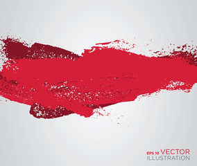 Abstract red paint artistic brush background. Vector