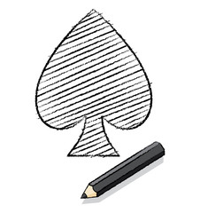 Ace of Spades Playing Card Icon Drawn by Black pencil