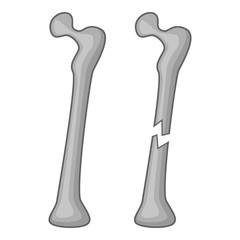 Broken bone icon, cartoon style