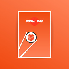 orange sushi bar card with chopstick