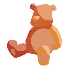 Teddy bear toy icon, cartoon style