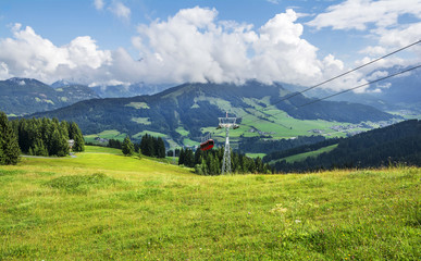 Fototapeta premium Summer landscape and transportation in Tirol, Austria