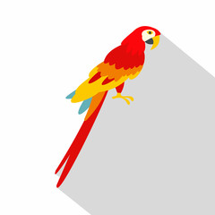 Scarlet macaws icon, flat style