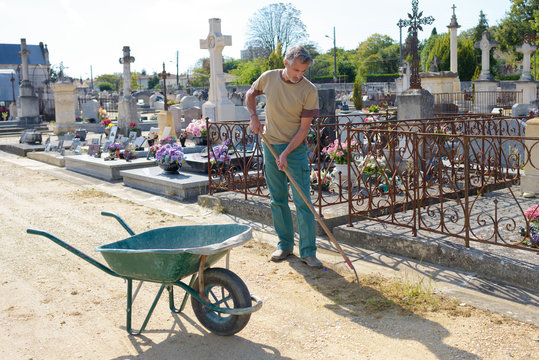 groundskeeper in cemetery