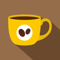 Yellow cup of coffee icon, flat style
