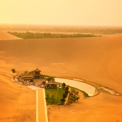 Crescent Spring or Yueya Spring in Dunhuang, China