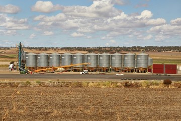 Fields of Australian agiculture with grain silos © Gudellaphoto